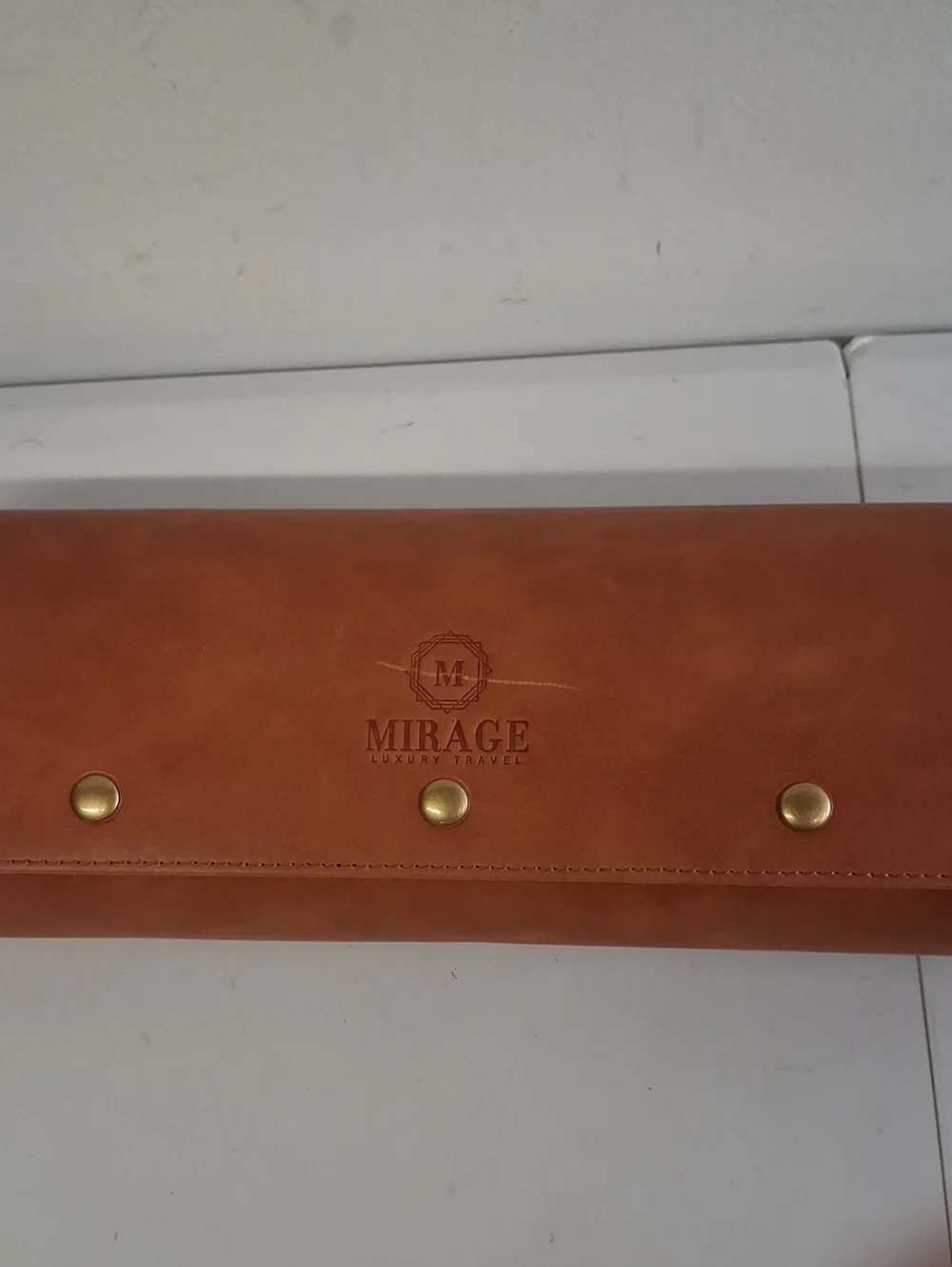 NWOT Mirage Luxury Travel Tawny Brown Full Grain Cow Leather Watch Roll 4 Watchs
